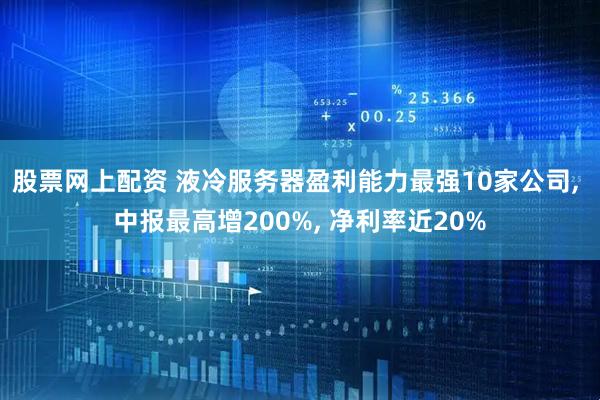 股票网上配资 液冷服务器盈利能力最强10家公司, 中报最高增200%, 净利率近20%